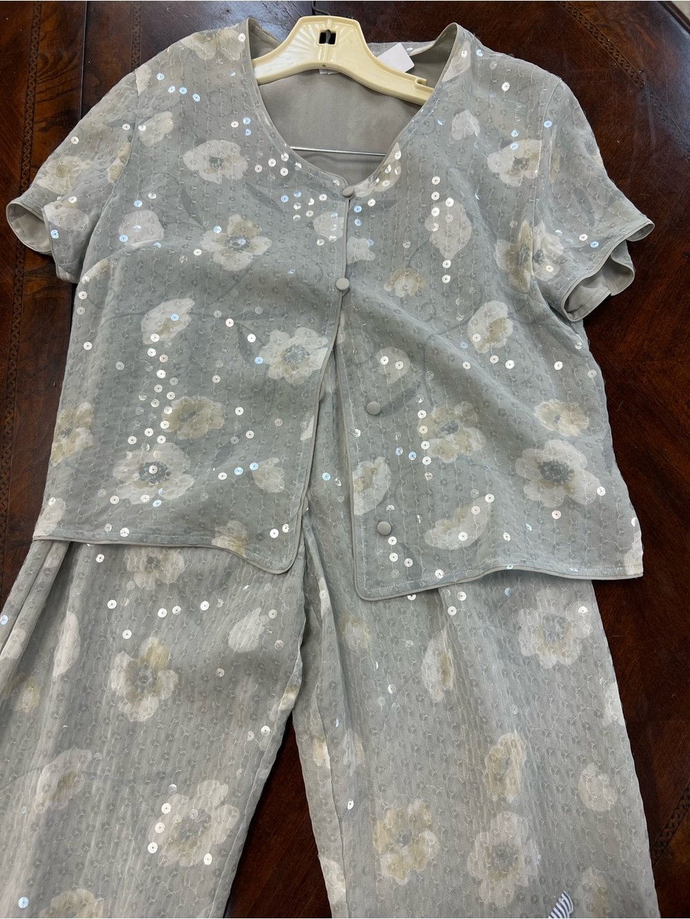 Giorgio Armani Pale Gray Floral Sequin Set